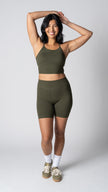 Focus Cropped Tank in Olive - view 2