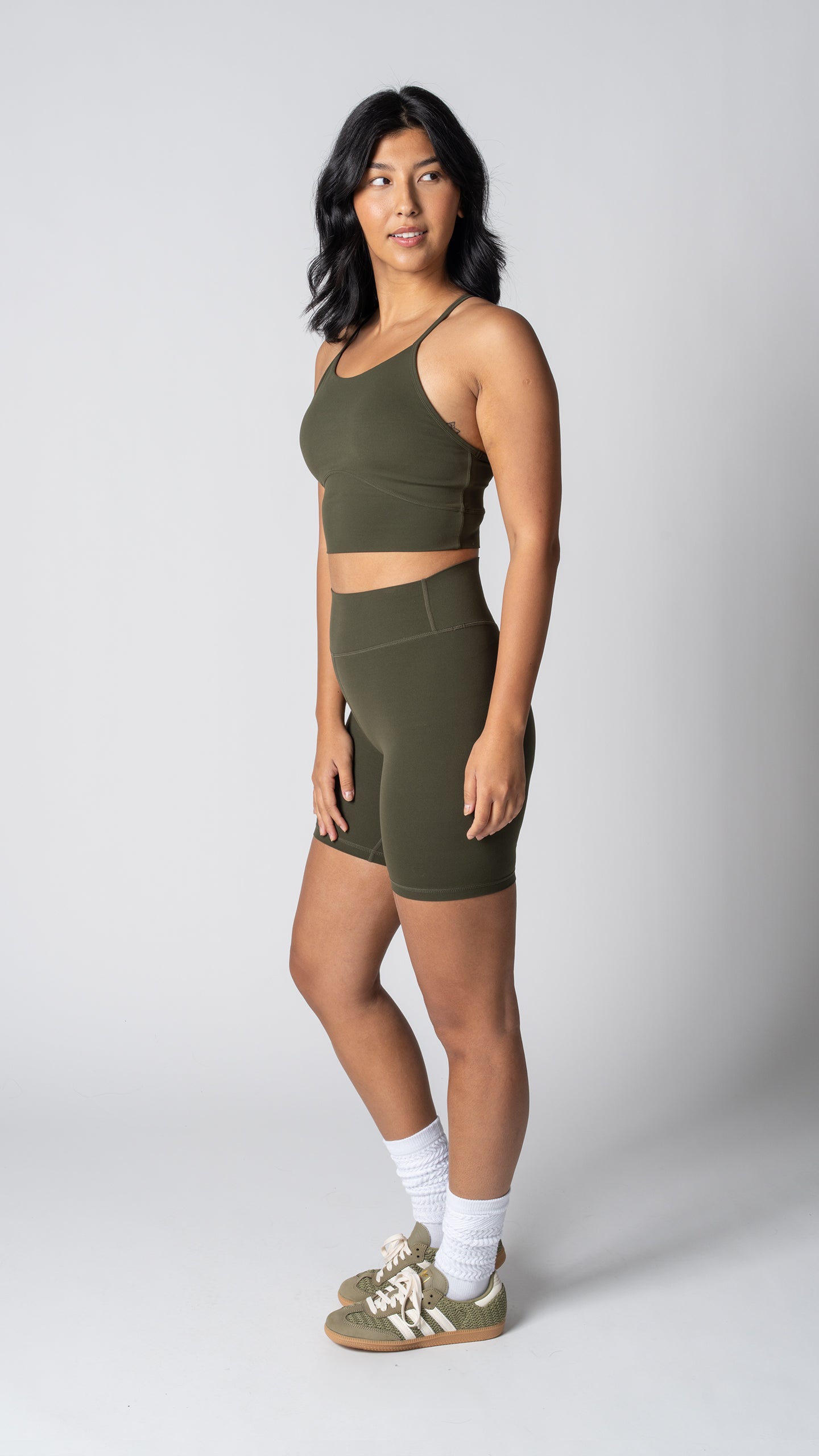 Focus Cropped Tank in Olive - view 3
