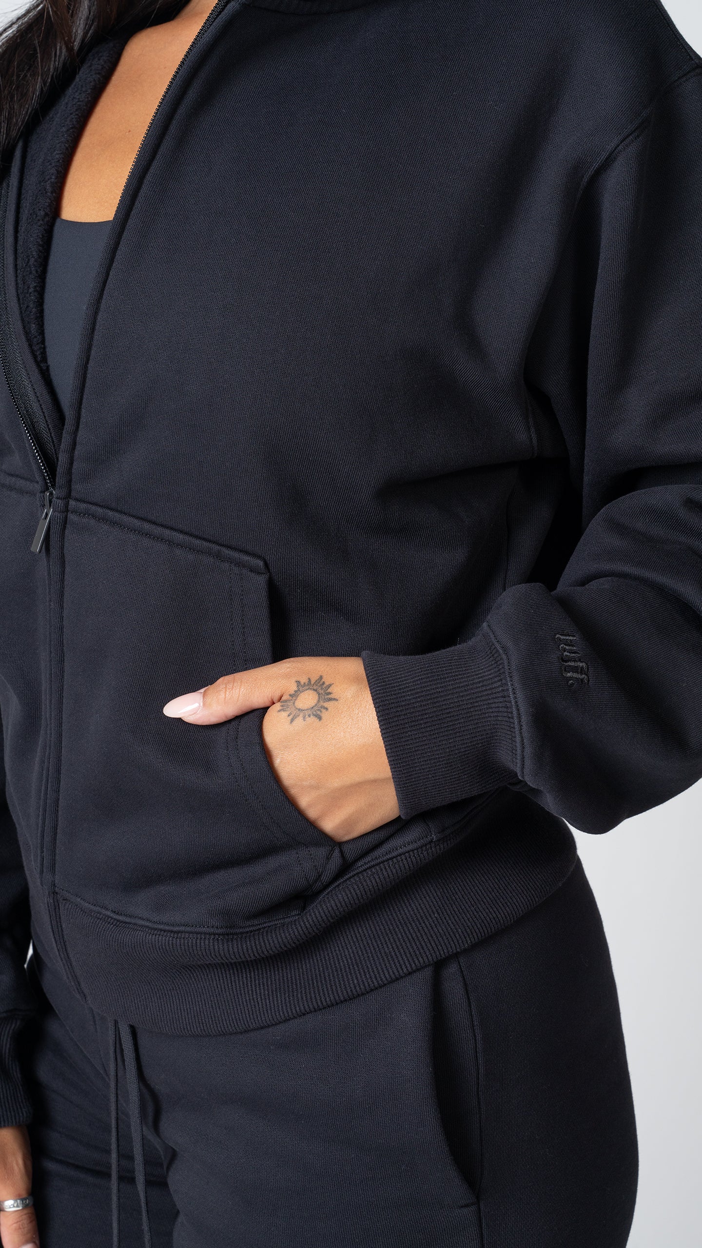 Foundation Full Zip Hoodie in Carbon Black - view 5