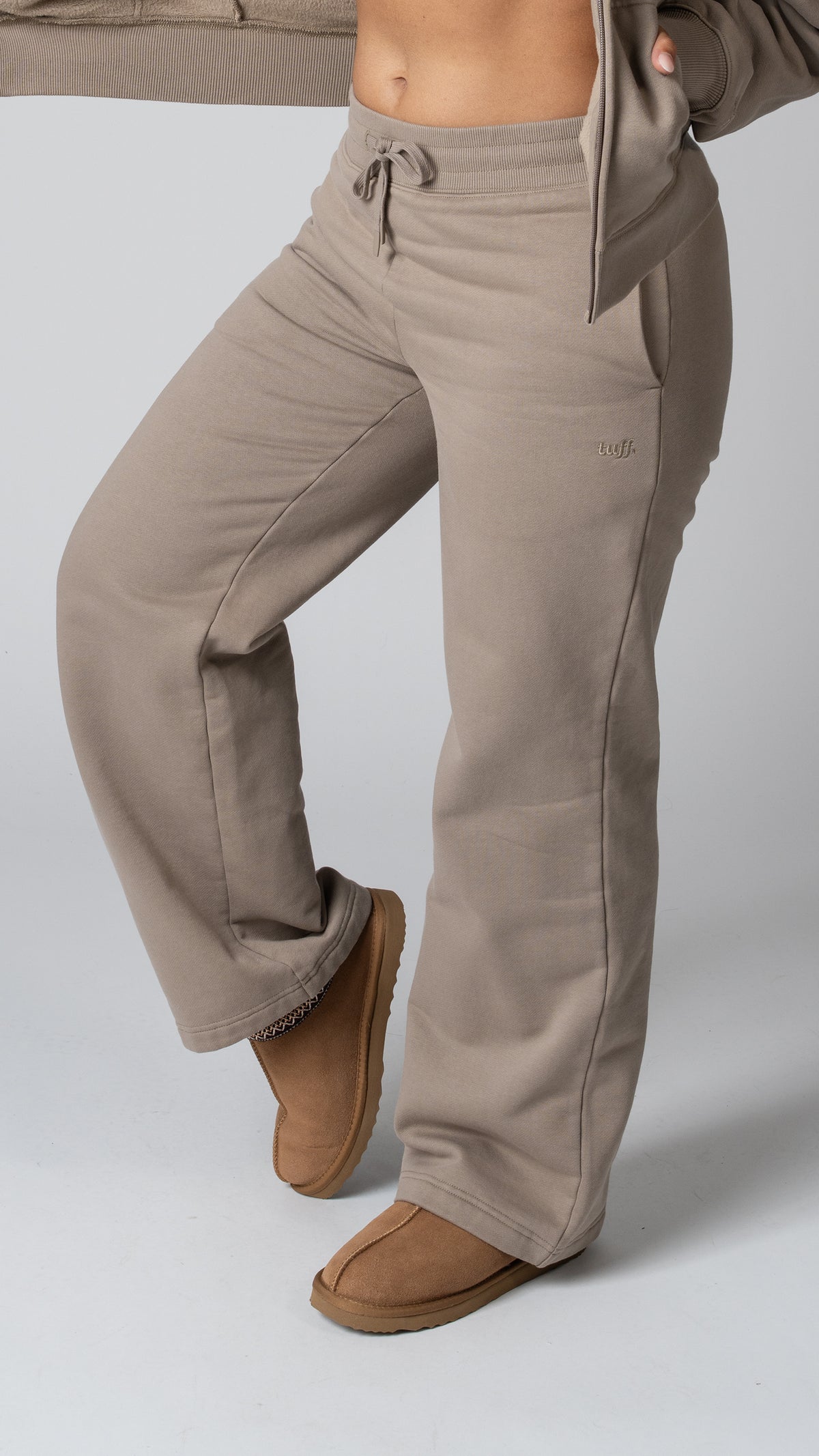 Foundation Wide Leg Sweatpant in Taupe - view 2