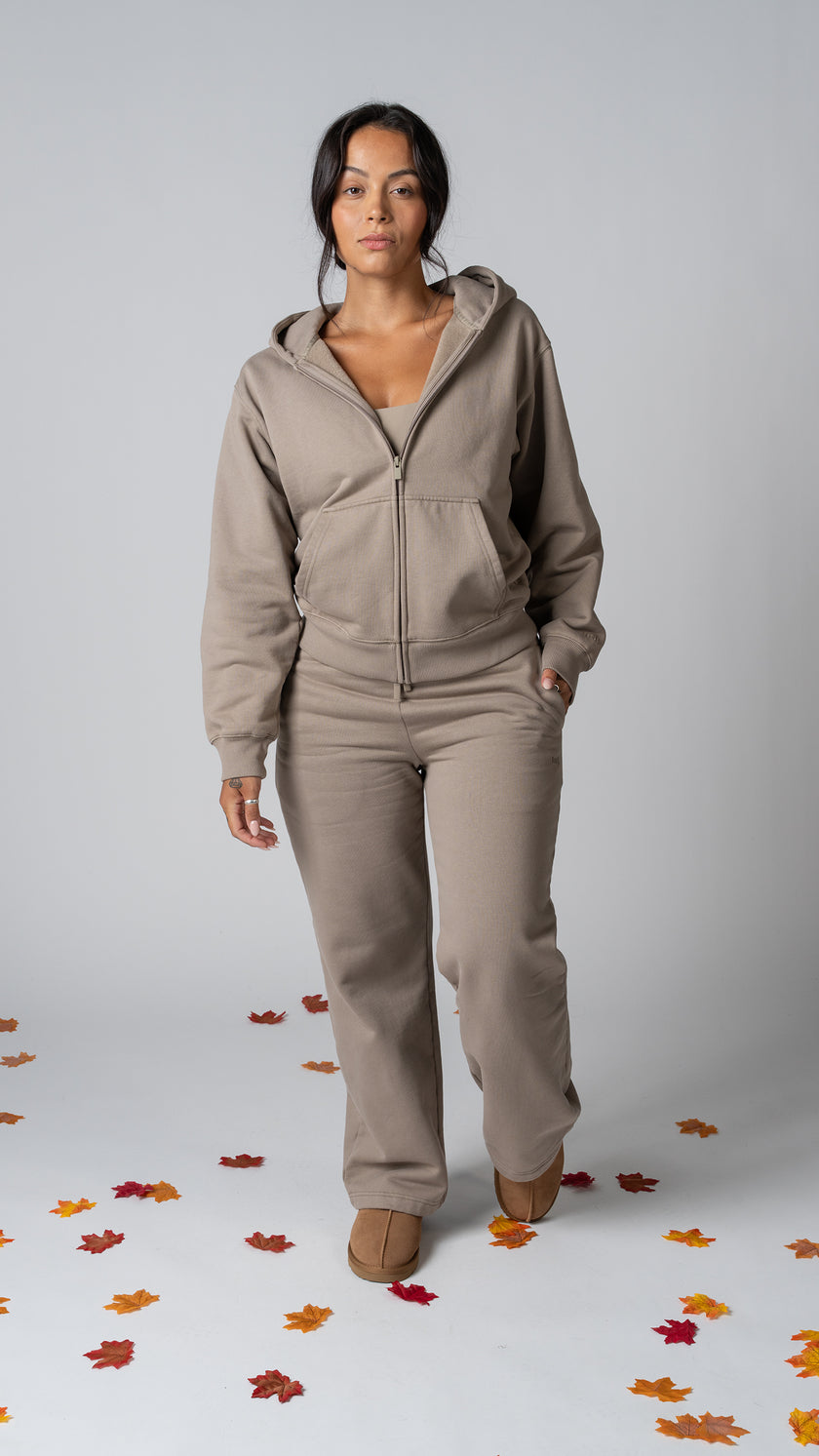 Foundation Wide Leg Sweatpant in Taupe - view 5