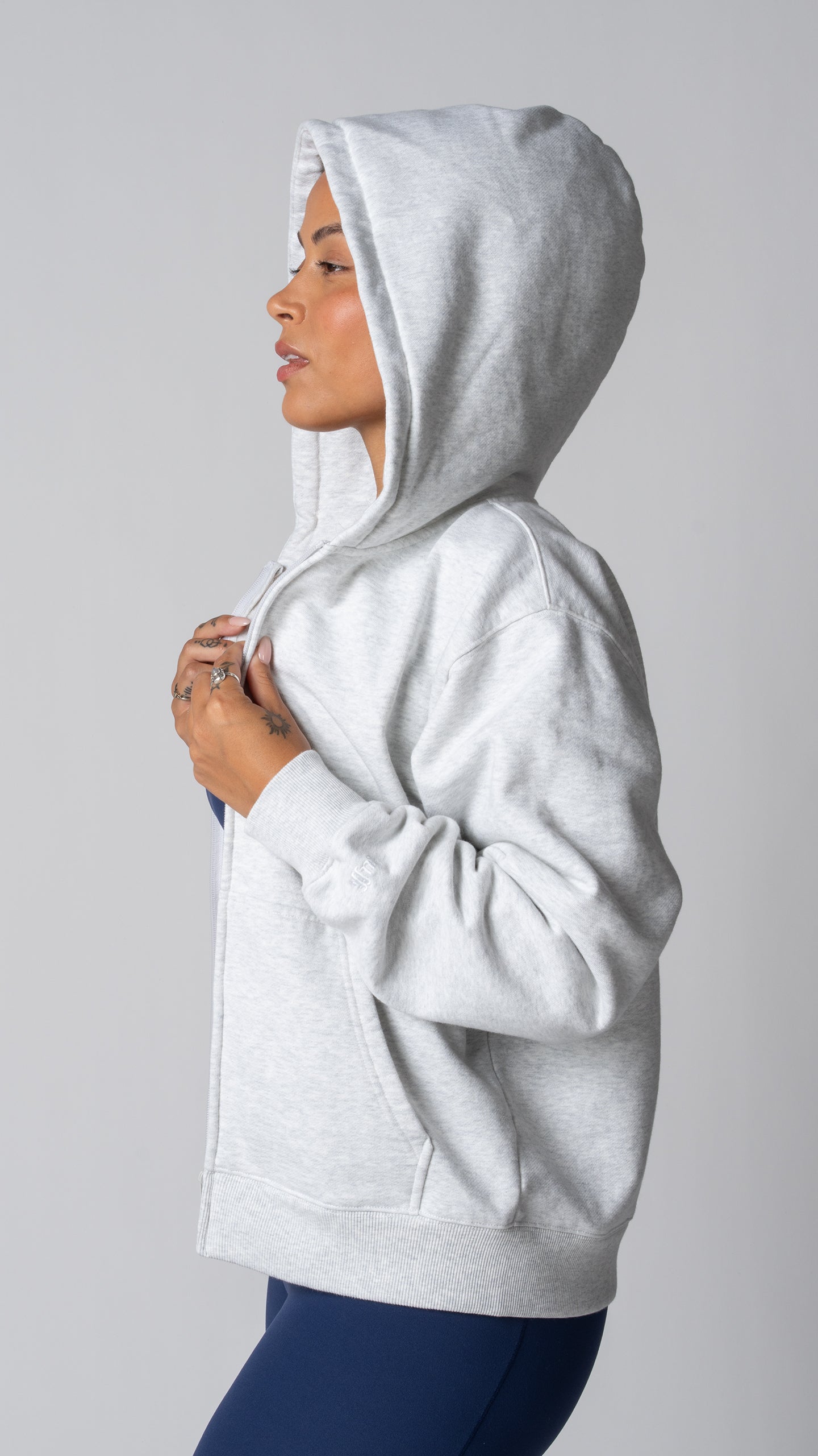 Foundation Full Zip Hoodie in Heather Fog Grey - view 4