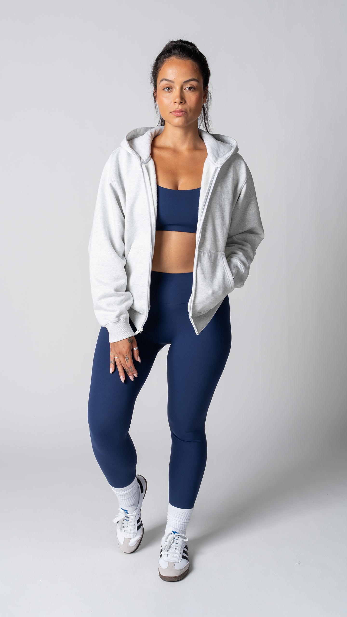 Foundation Full Zip Hoodie in Heather Fog Grey - view 2