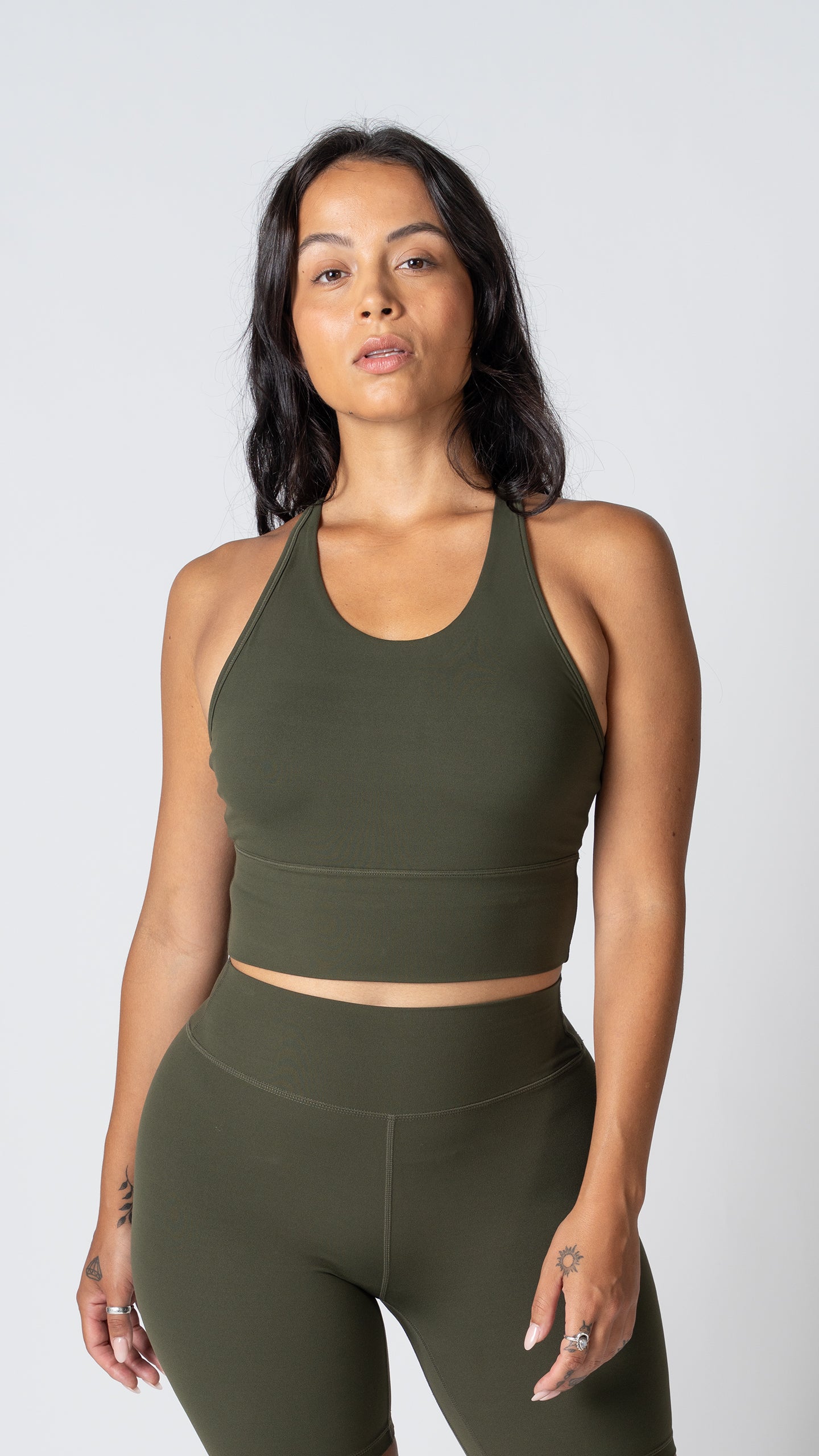 Harmony Long Line Bra in Olive - view 4