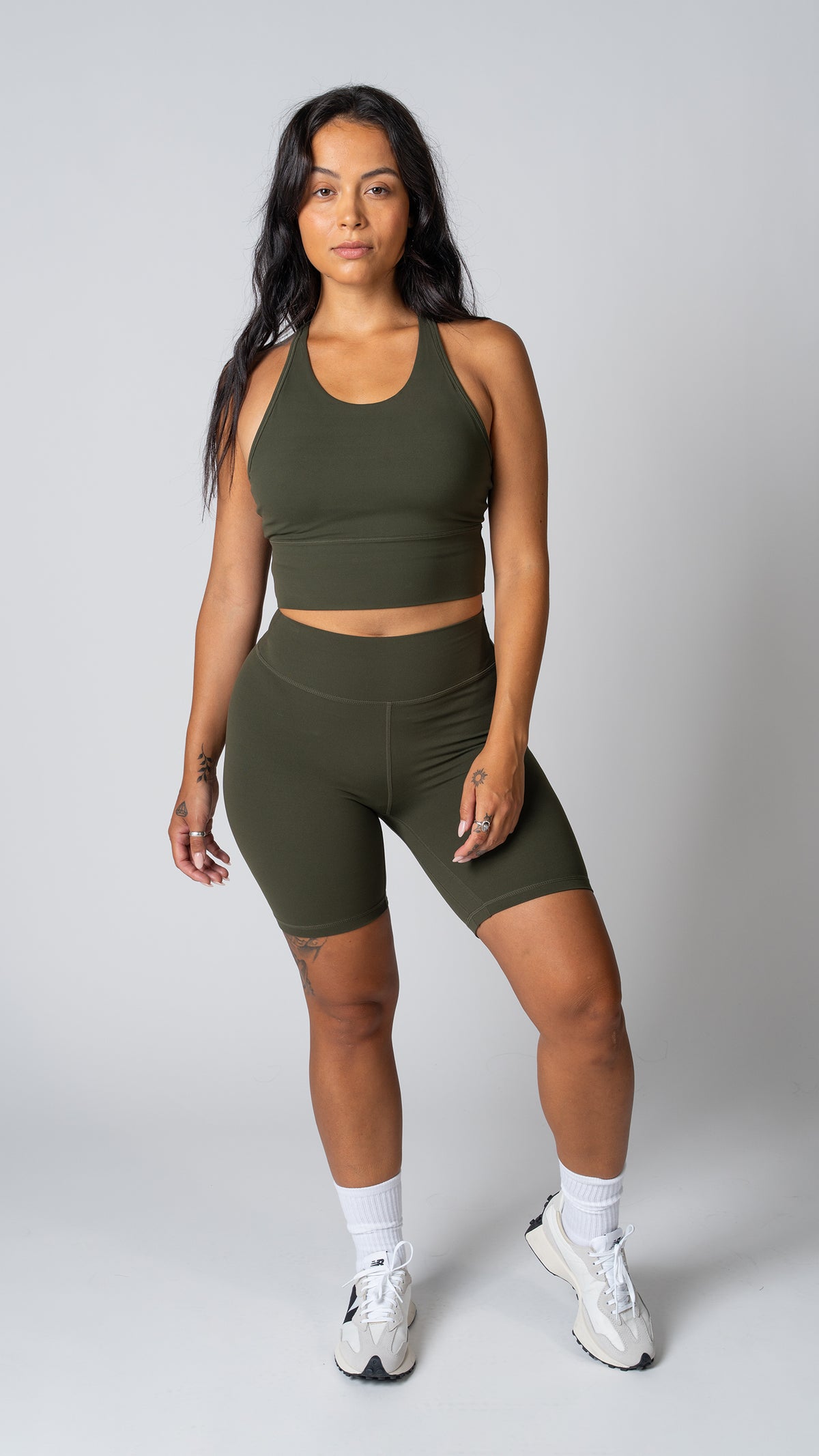 Harmony Long Line Bra in Olive | Sports Bras | Tuff Collection