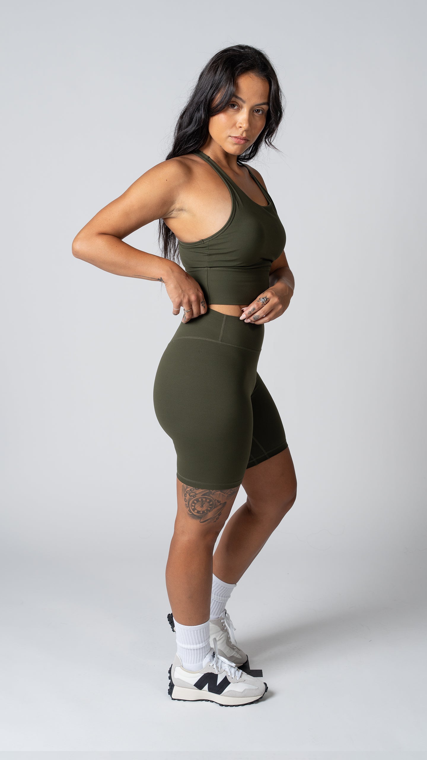 Harmony Long Line Bra in Olive - view 2