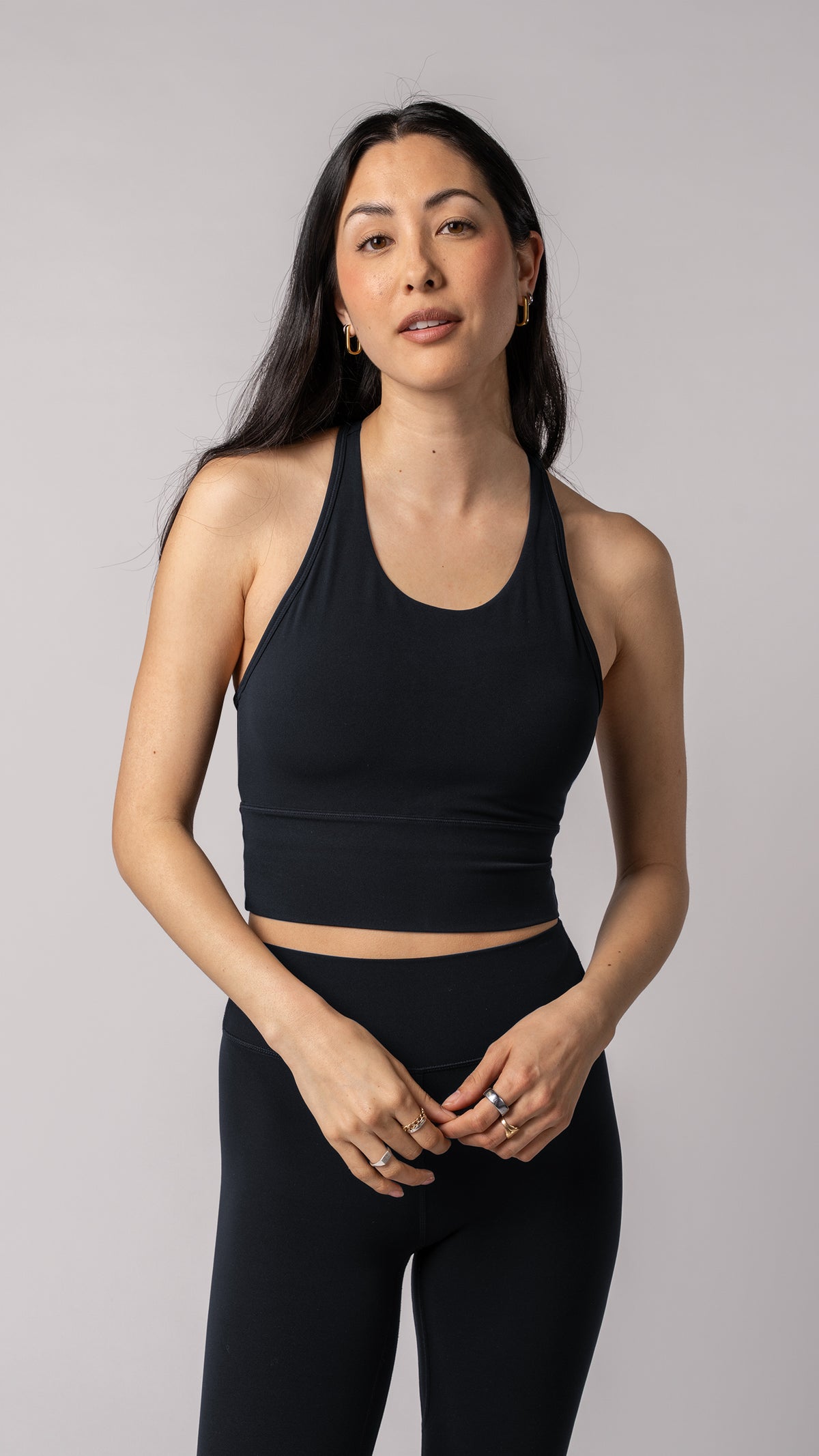 Harmony Long Line Bra in Carbon Black | Sports Bras | Tuff Collection