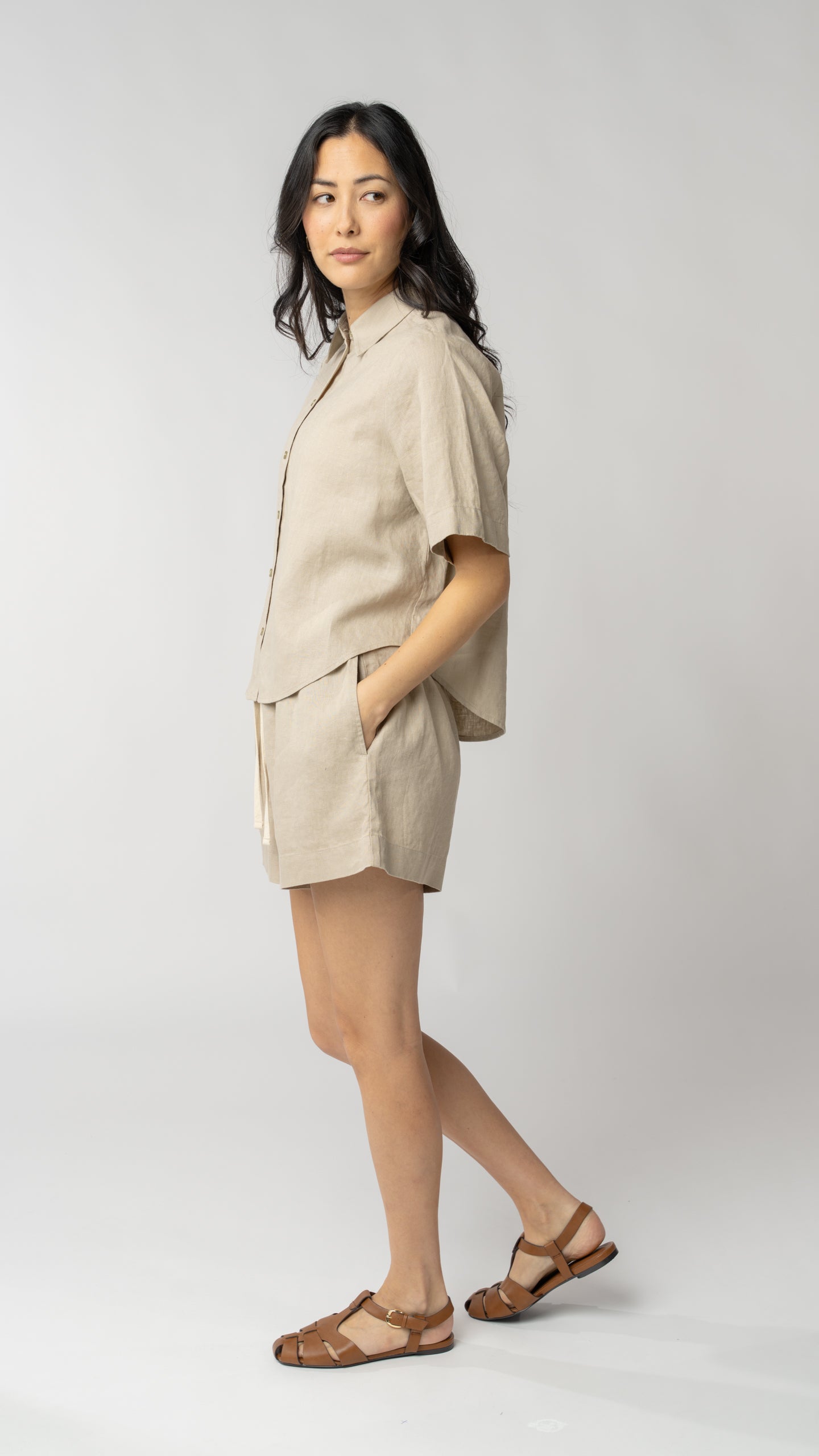 Isla Short Sleeve Button Up Shirt - Linen