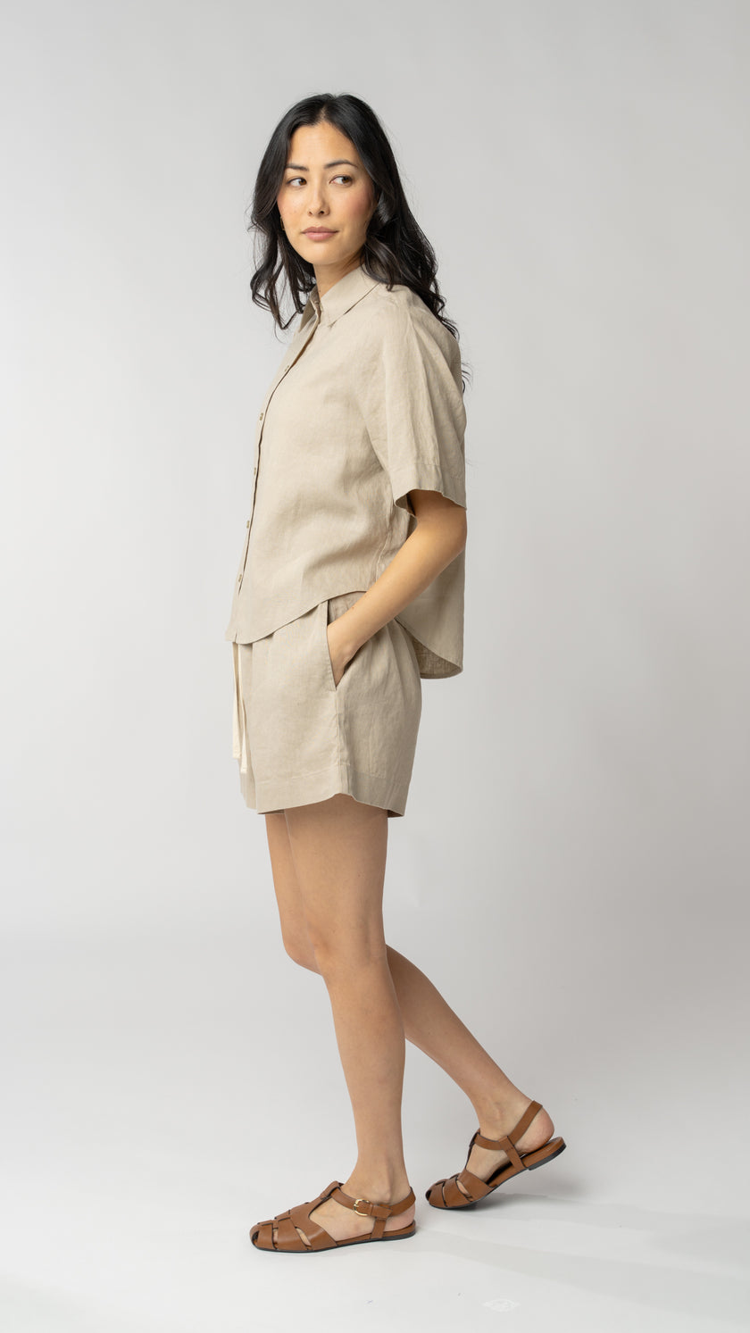 Isla Short Sleeve Button Up Shirt - Linen