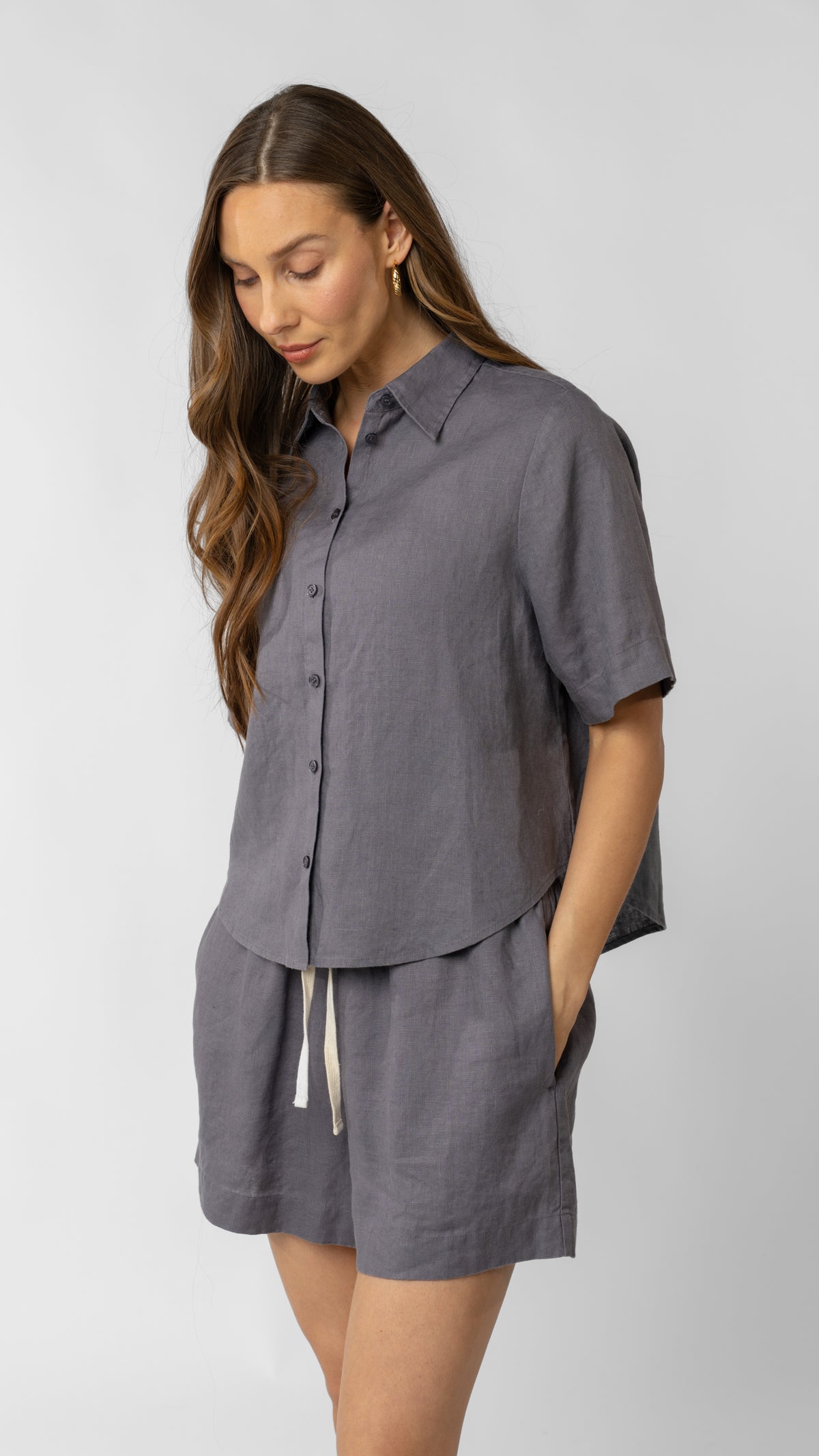 Isla Short Sleeve Button Up Shirt - Linen