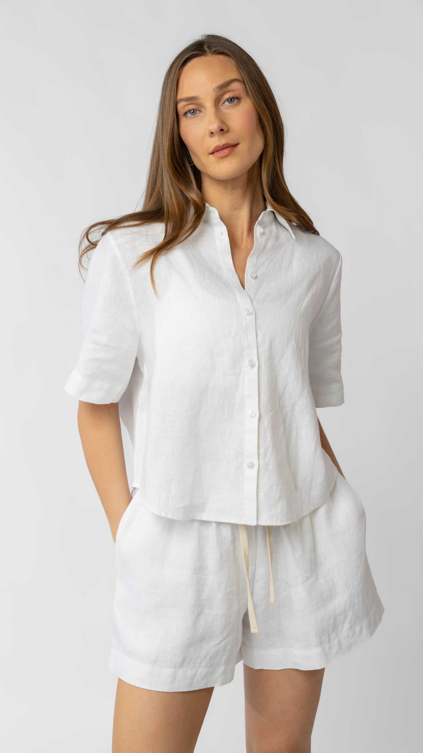 Isla Short Sleeve Button Up Shirt - Linen