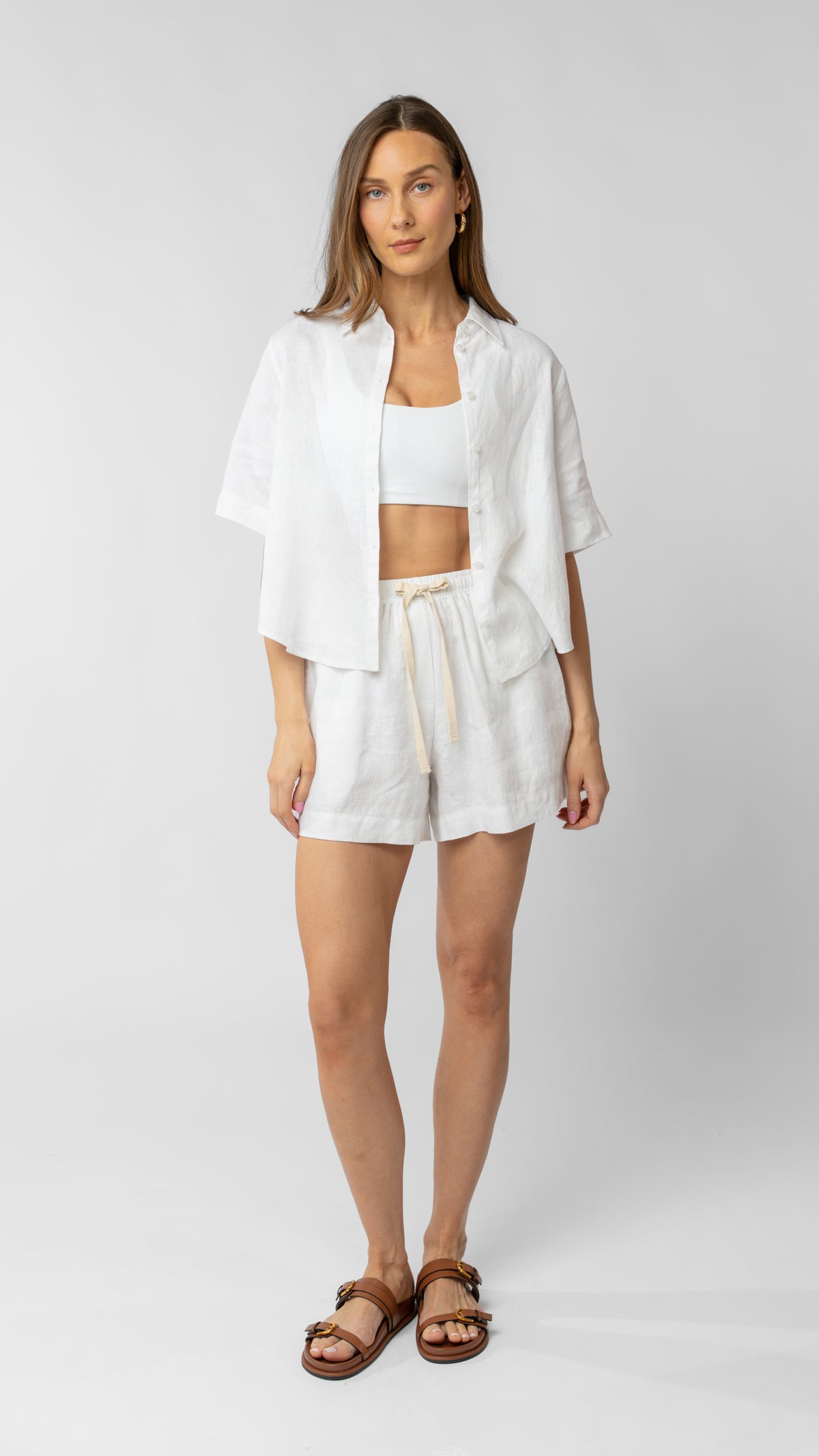 Isla Short Sleeve Button Up Shirt - Linen