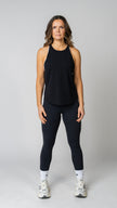 women wearing a black tank top