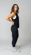 women wearing a black tank top