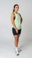 women wearing a green tank top