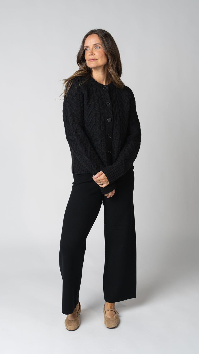Margot Cable Knit Merino Wool Cardigan