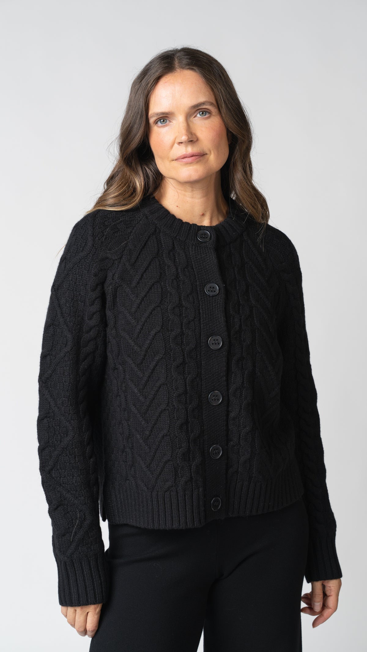 Margot Cable Knit Merino Wool Cardigan