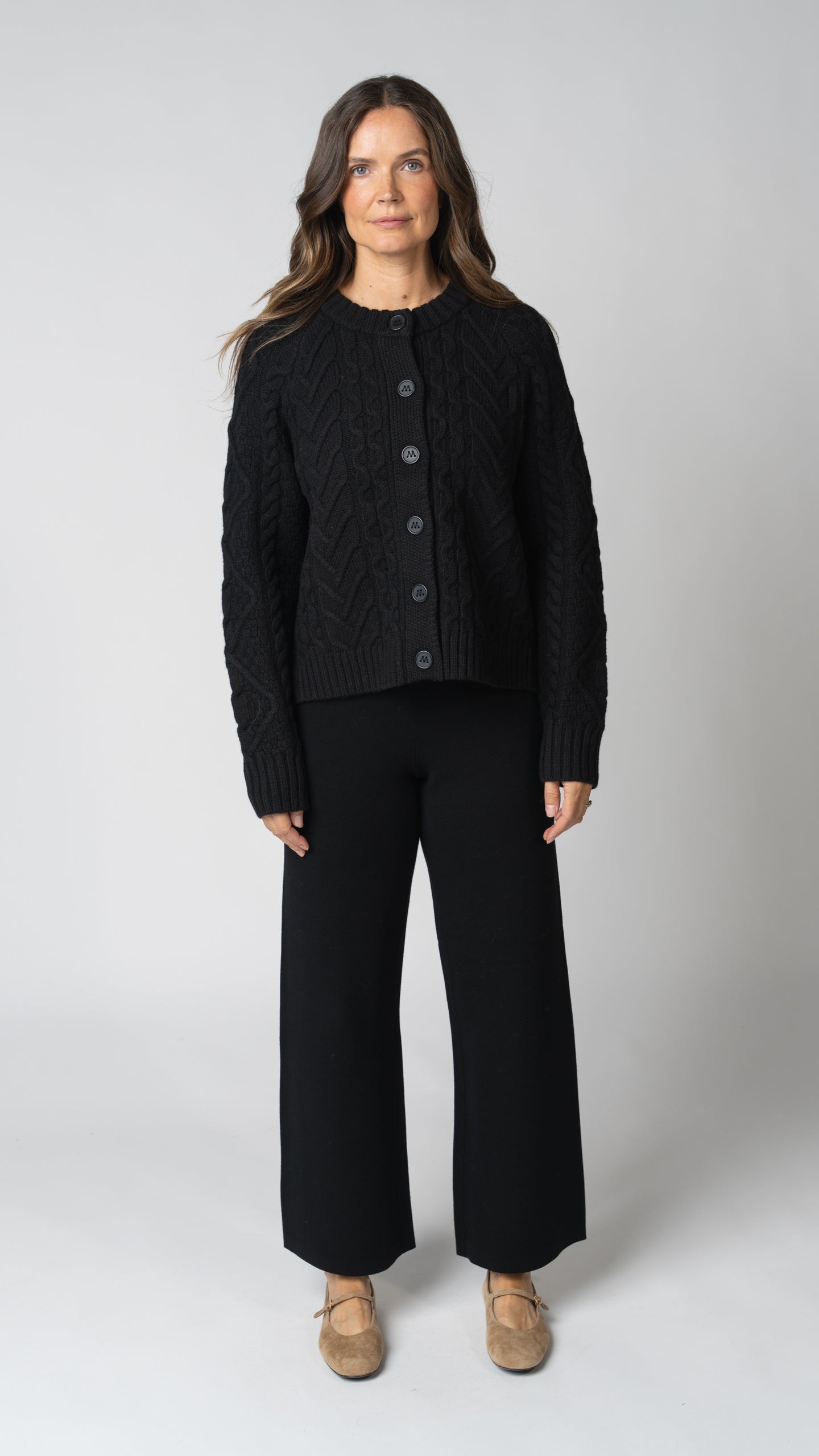 Margot Cable Knit Merino Wool Cardigan
