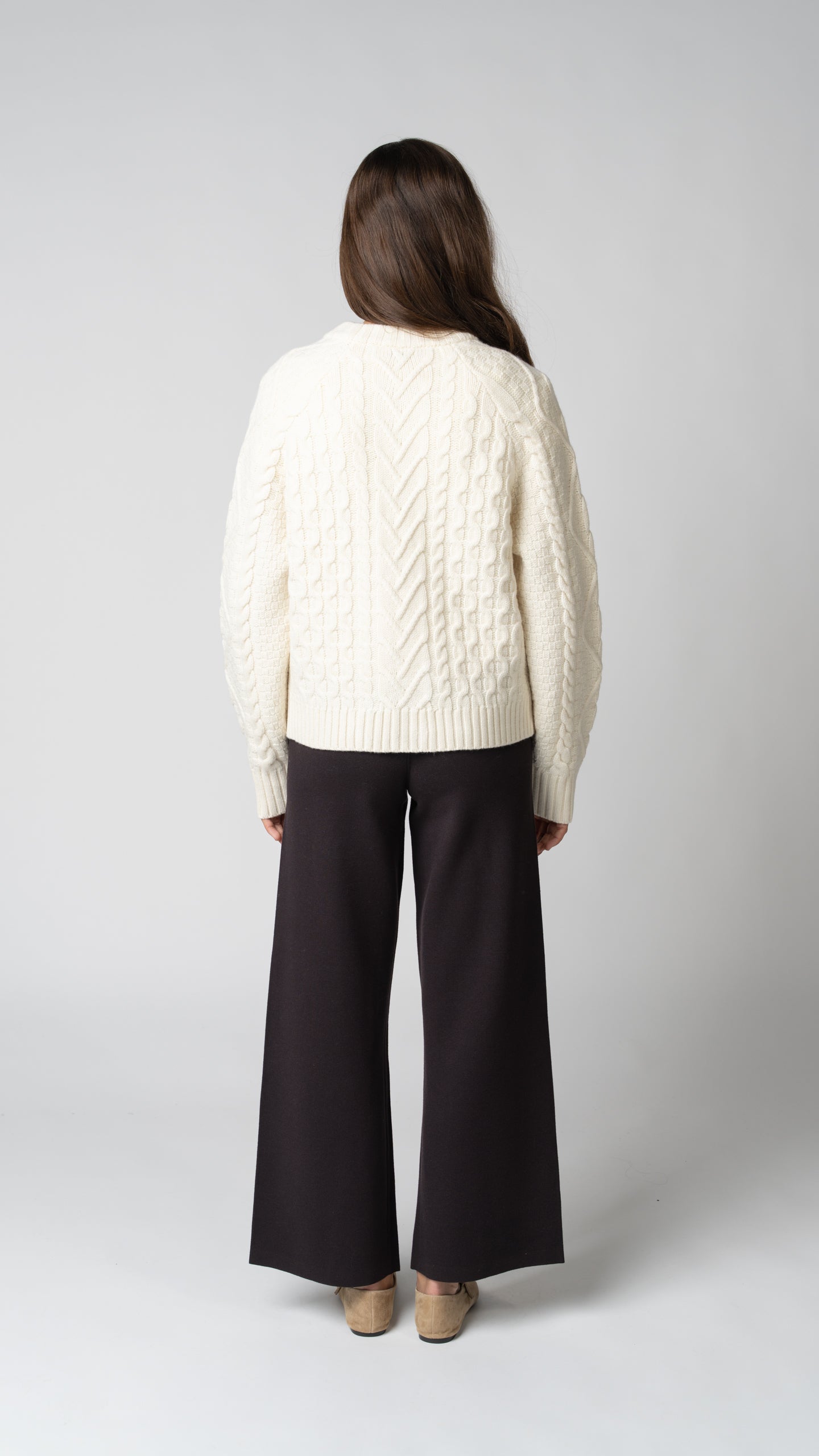 Margot Cable Knit Merino Wool Cardigan
