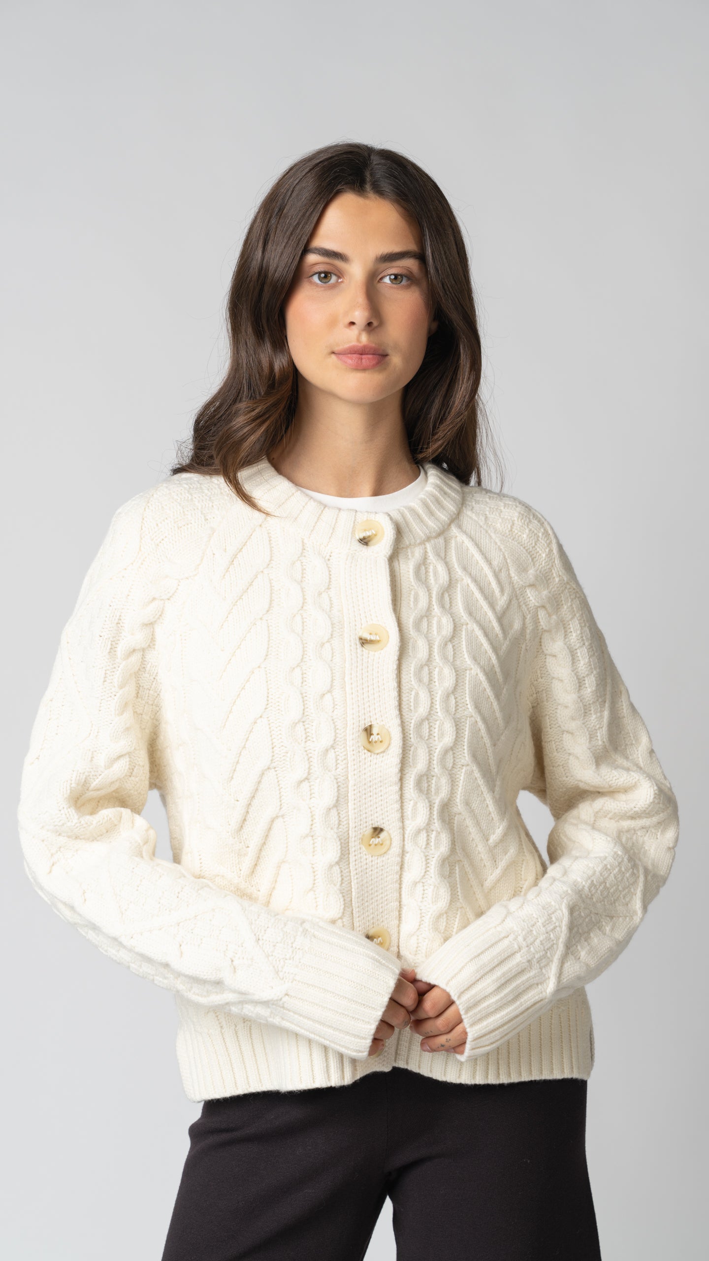 Margot Cable Knit Merino Wool Cardigan