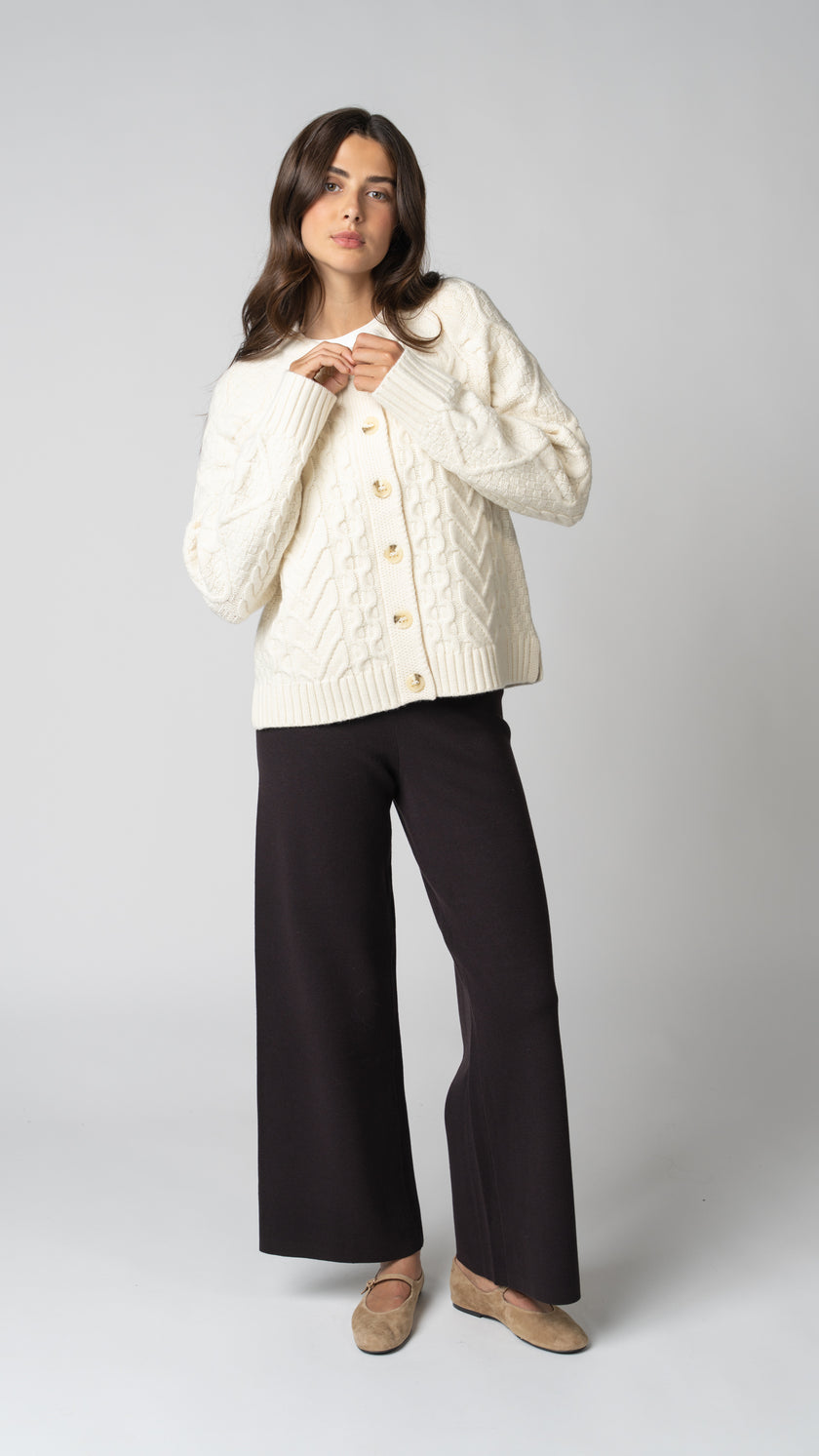 Margot Cable Knit Merino Wool Cardigan