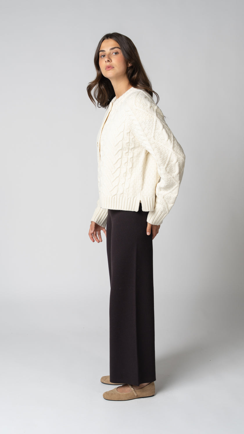 Margot Cable Knit Merino Wool Cardigan