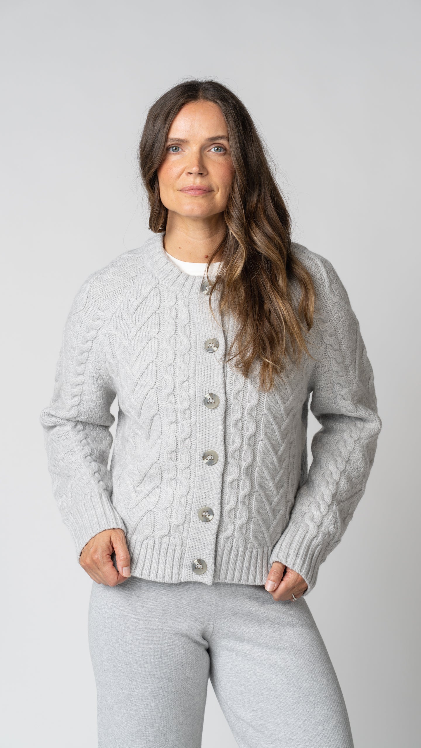 Margot Cable Knit Merino Wool Cardigan