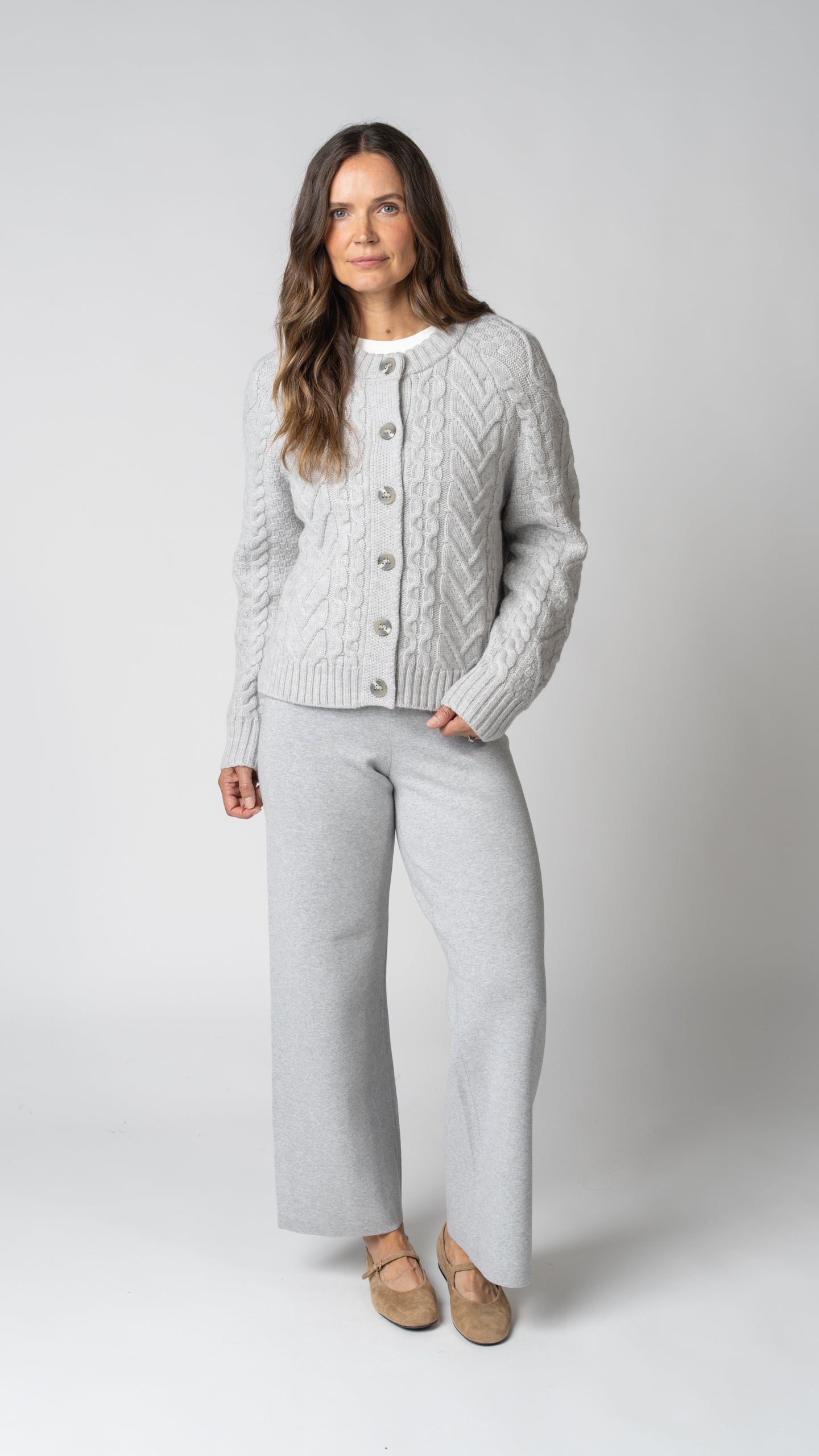 Margot Cable Knit Merino Wool Cardigan