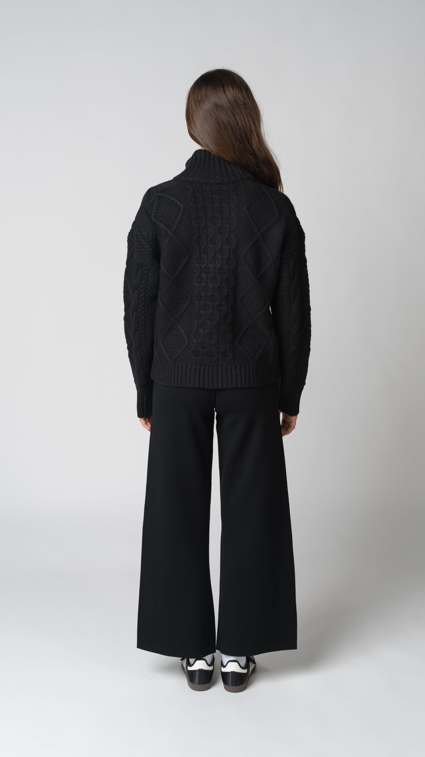 Nadia Cable Knit Merino Wool 1/2 Zip