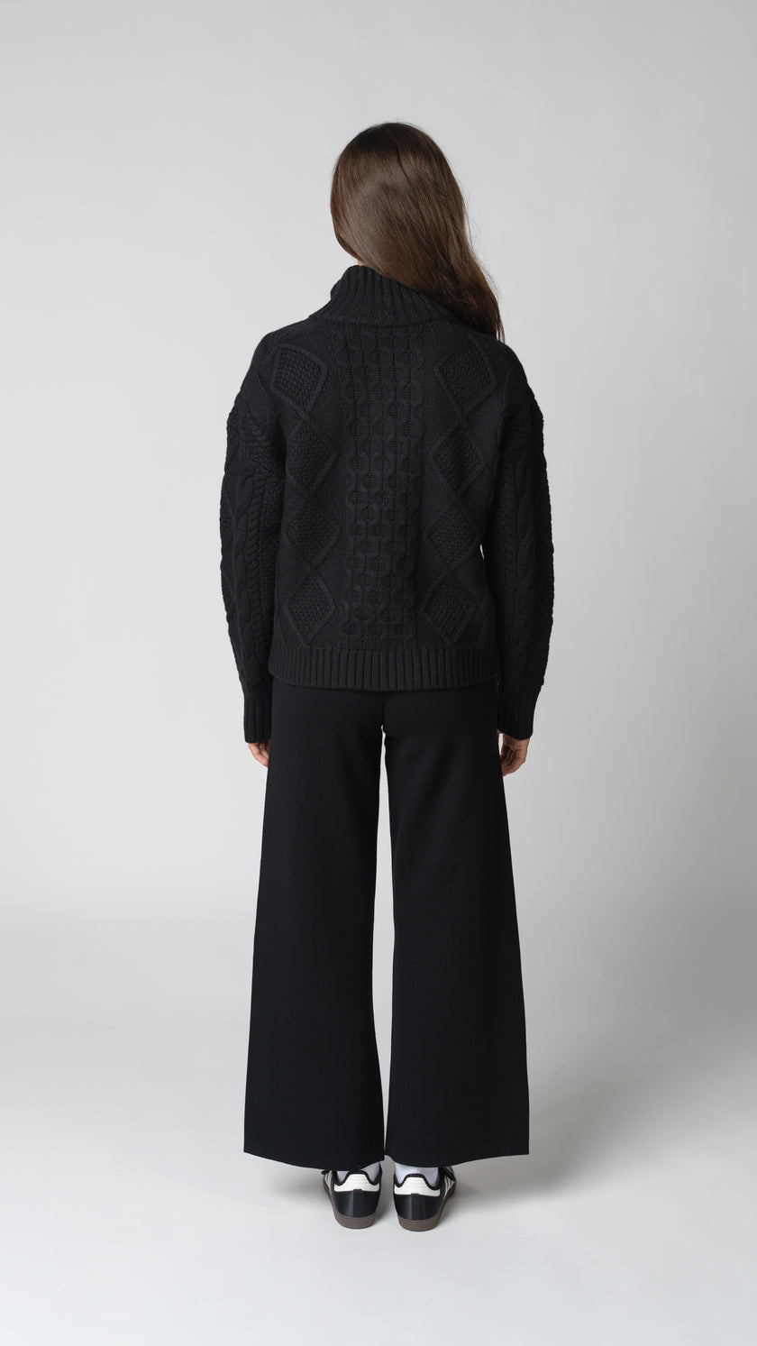 Nadia Cable Knit Merino Wool 1/2 Zip
