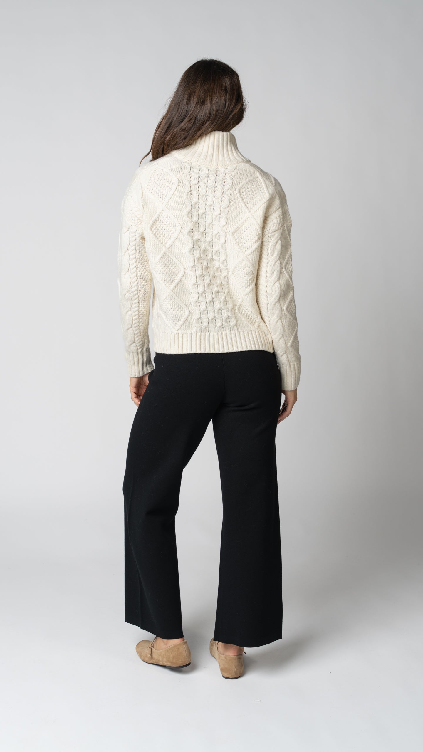 Nadia Cable Knit Merino Wool 1/2 Zip
