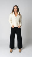Nadia Cable Knit Merino Wool 1/2 Zip