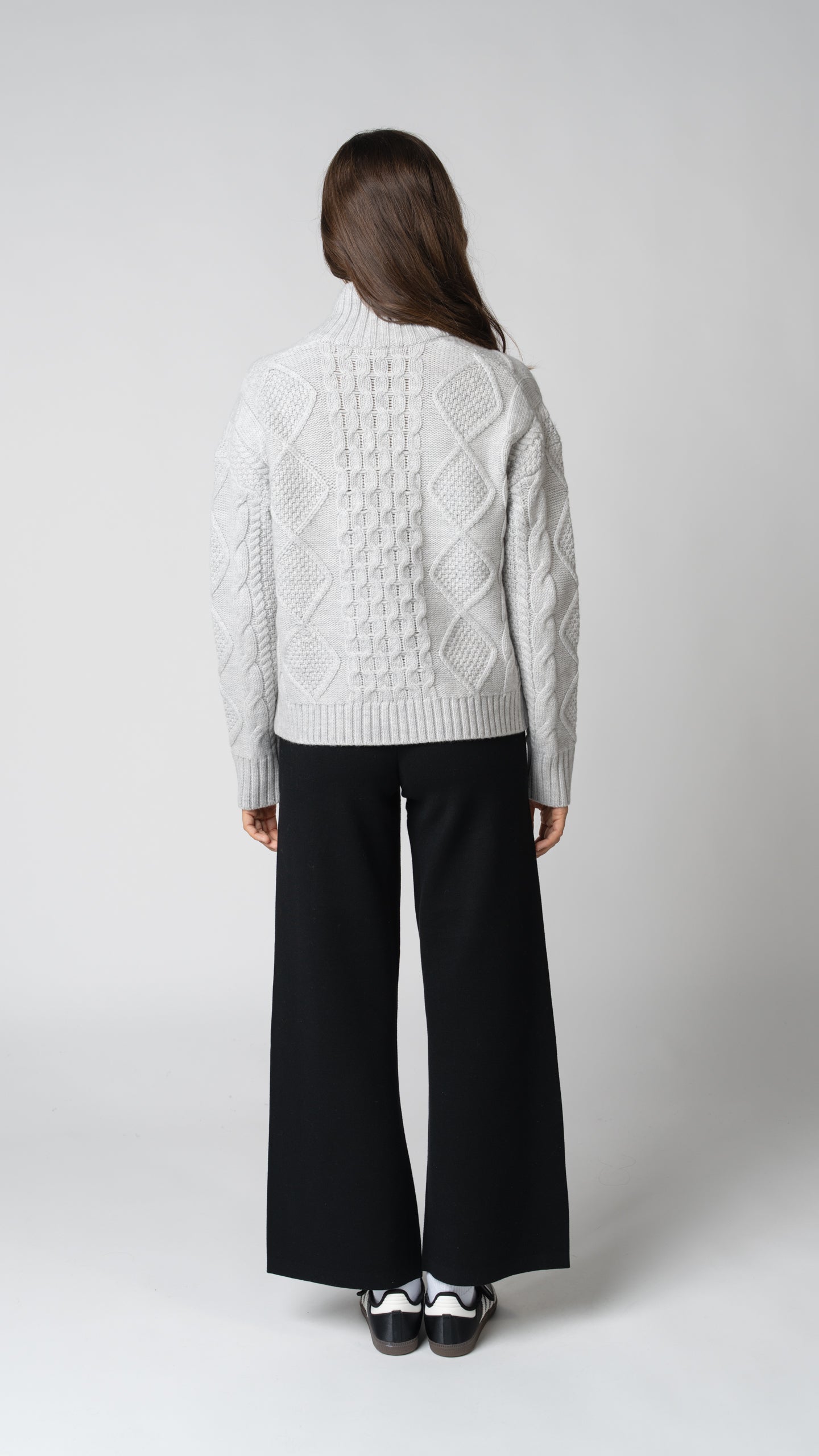 Nadia Cable Knit Merino Wool 1/2 Zip