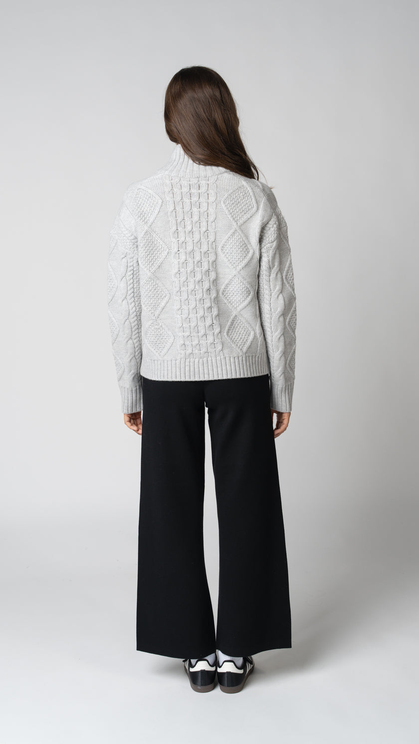 Nadia Cable Knit Merino Wool 1/2 Zip