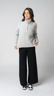 Nadia Cable Knit Merino Wool 1/2 Zip
